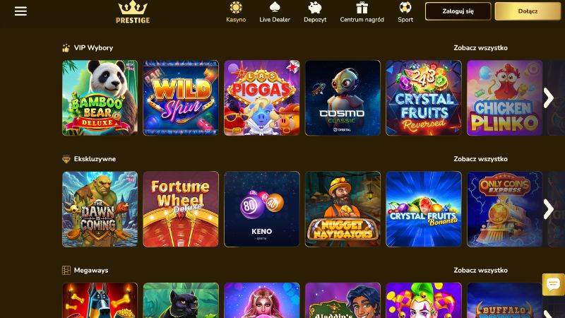Prestige Casino platforma